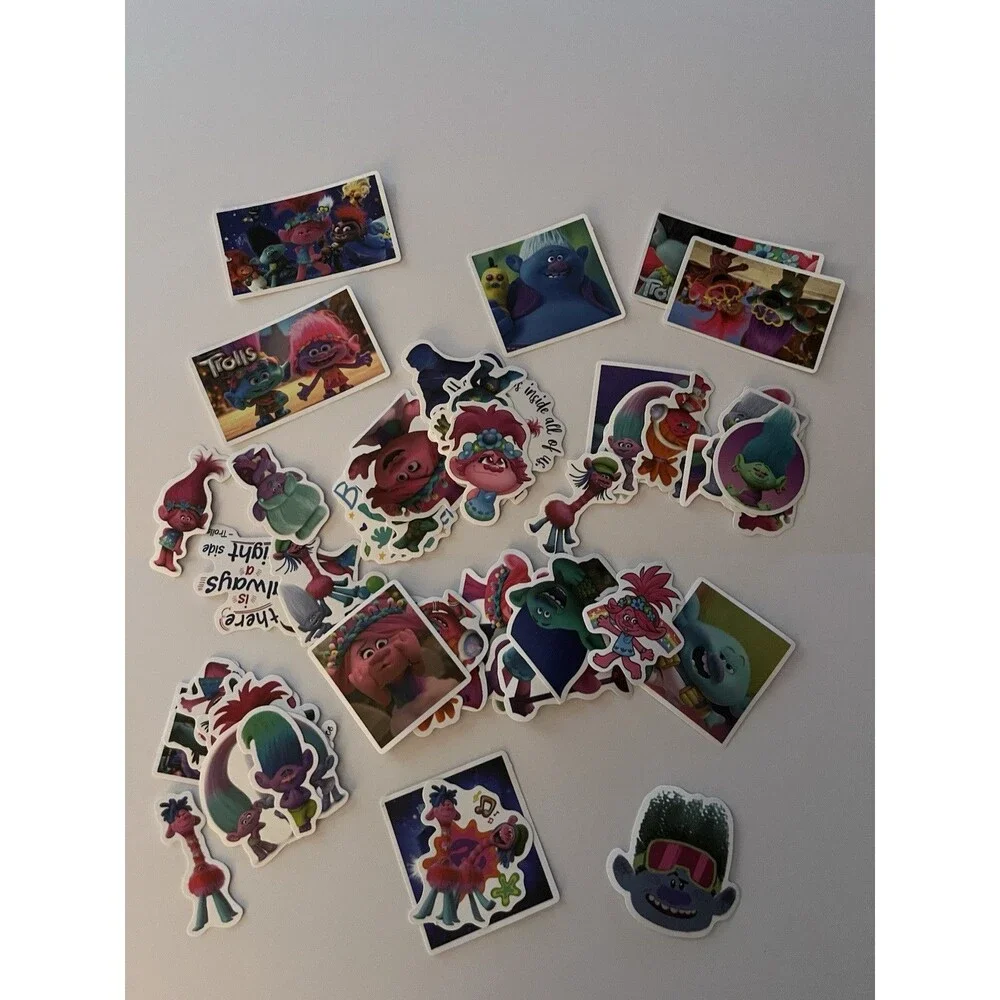 50 PCs Trolls Movie Stickers Birthday Party Favors Labels Gift Tags Bag Fillers